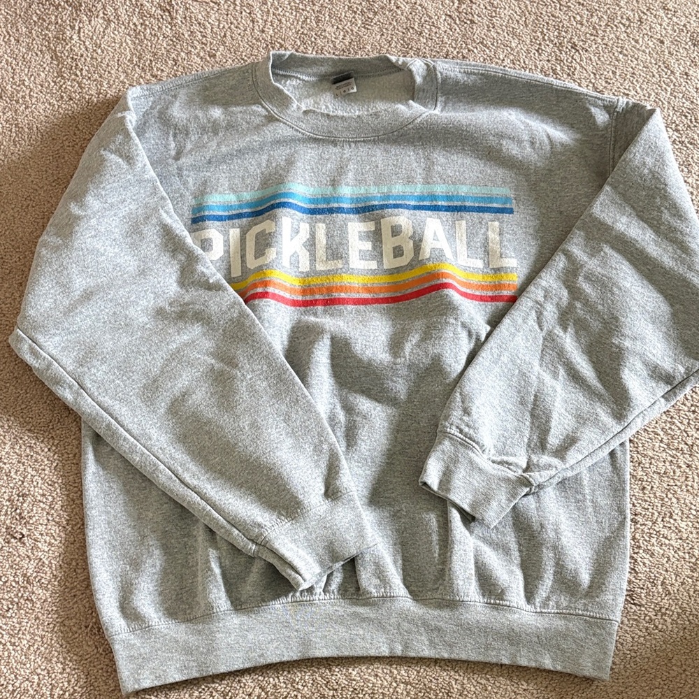 Gildan Gray Pickleball Crewneck Sweater